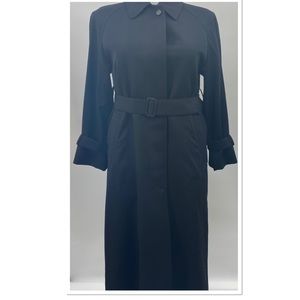 BURBERRY Vintage Trench Coat Black 100% Wool Sz 4